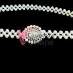 Centura din perle pe elastic Alba BLT026TT - HandMade